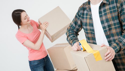 Boxes and furniture arranged for a smooth move into a new home