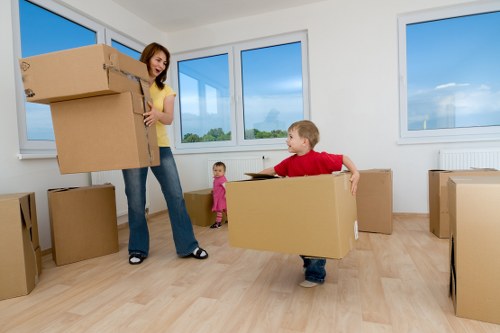 Commercial furniture and equipment prepared for an office move