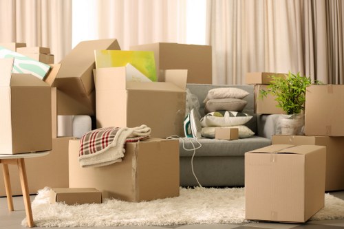 Organised boxes and furniture prepared for storage in Watford