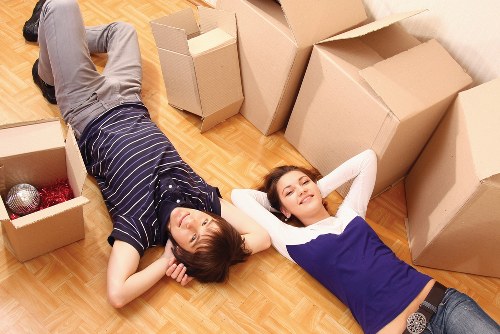 Removal van positioned for a local Watford flat move